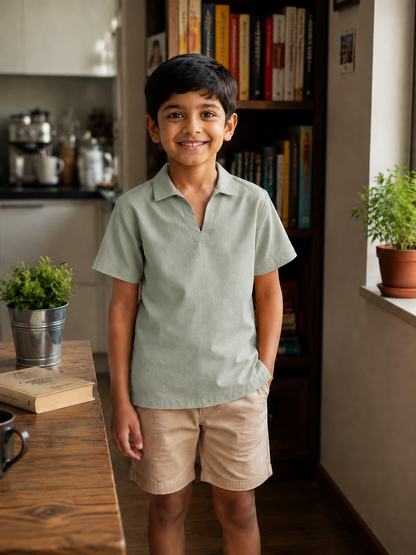 Kids Collared V-Neck Shirt