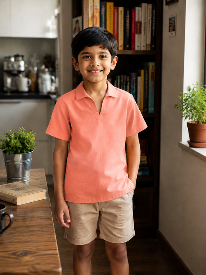 Kids Collared V-Neck Shirt