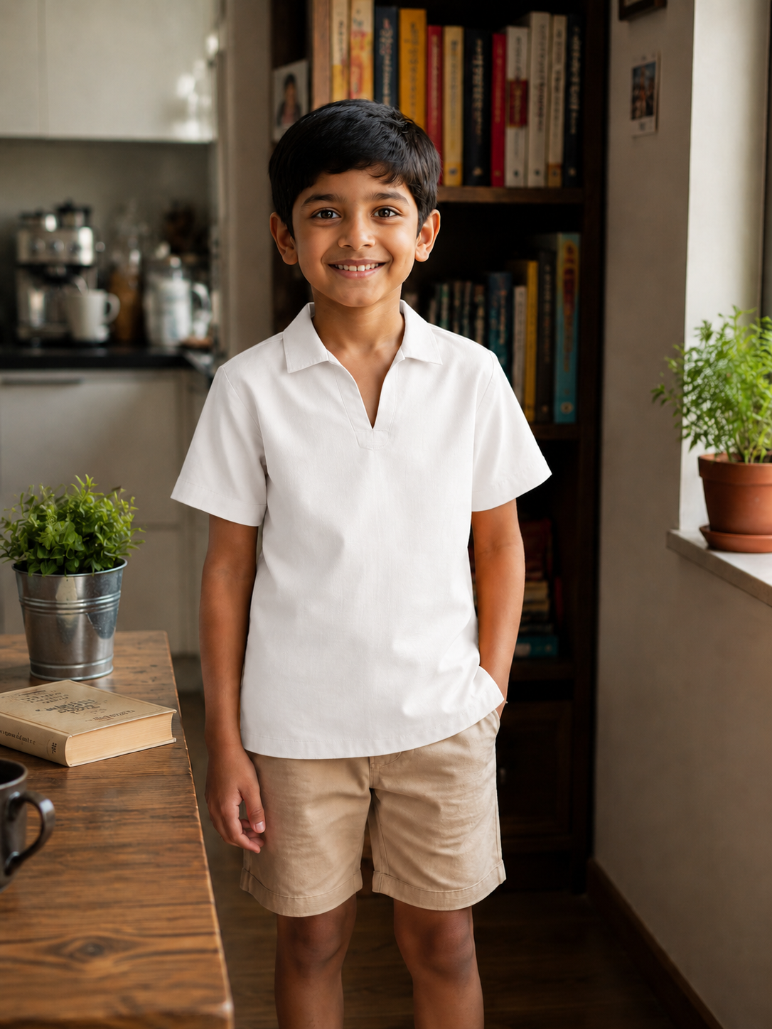 Kids Collared V-Neck Shirt