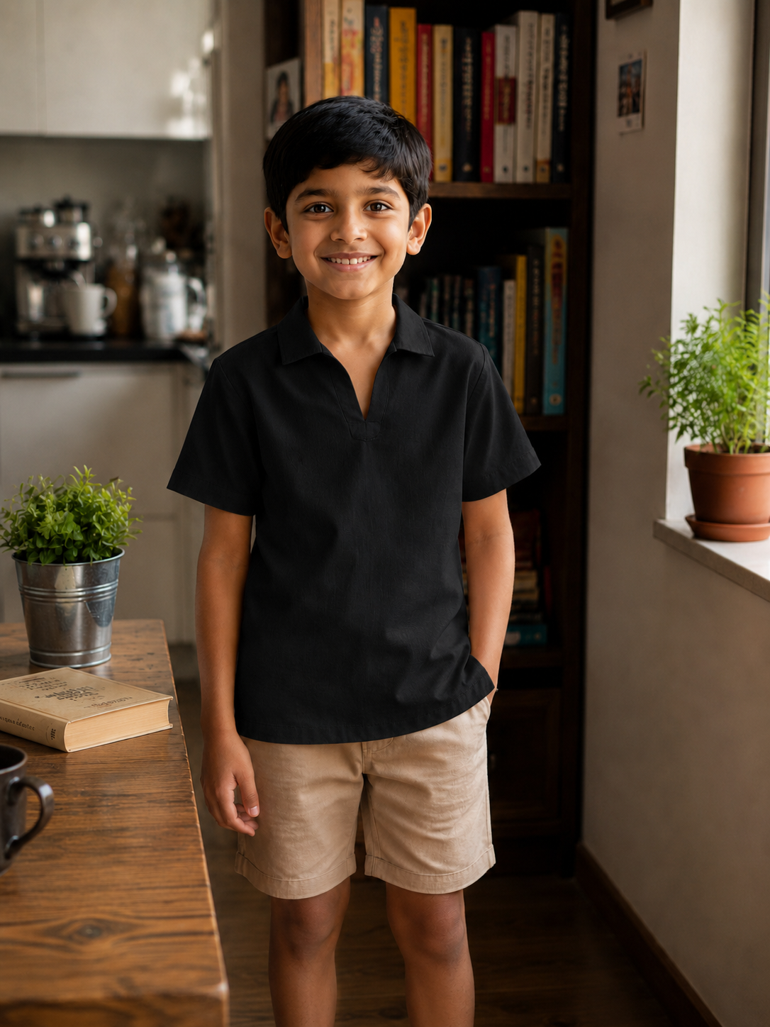 Kids Collared V-Neck Shirt