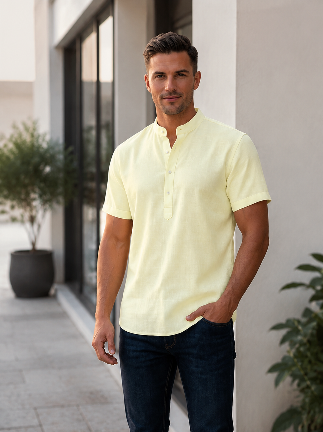 T-shirt Chinese collar
