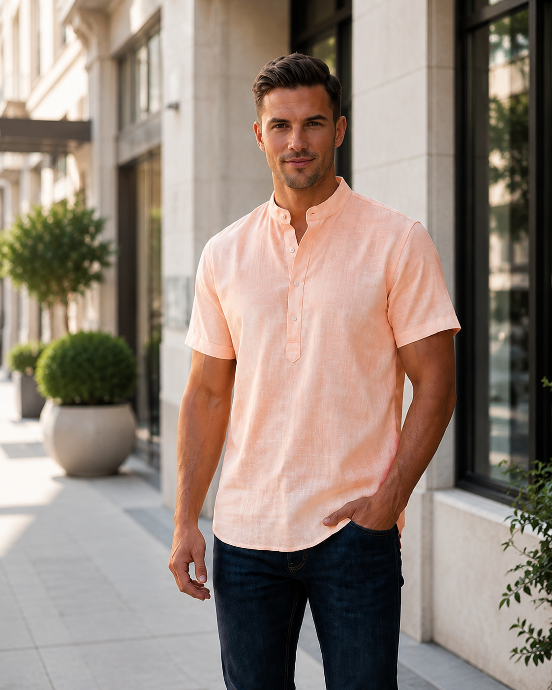 T-shirt Chinese collar