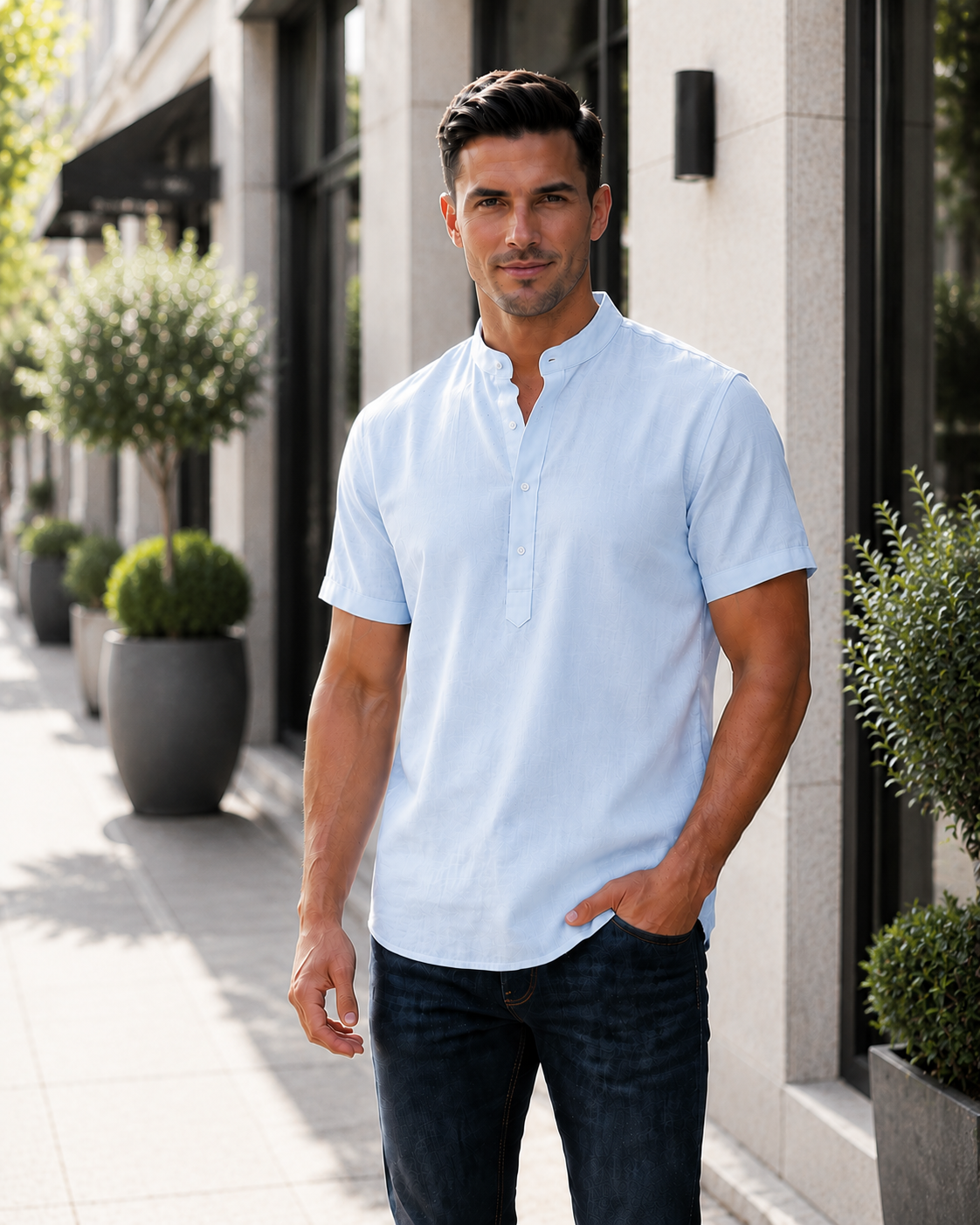 T-shirt Chinese collar