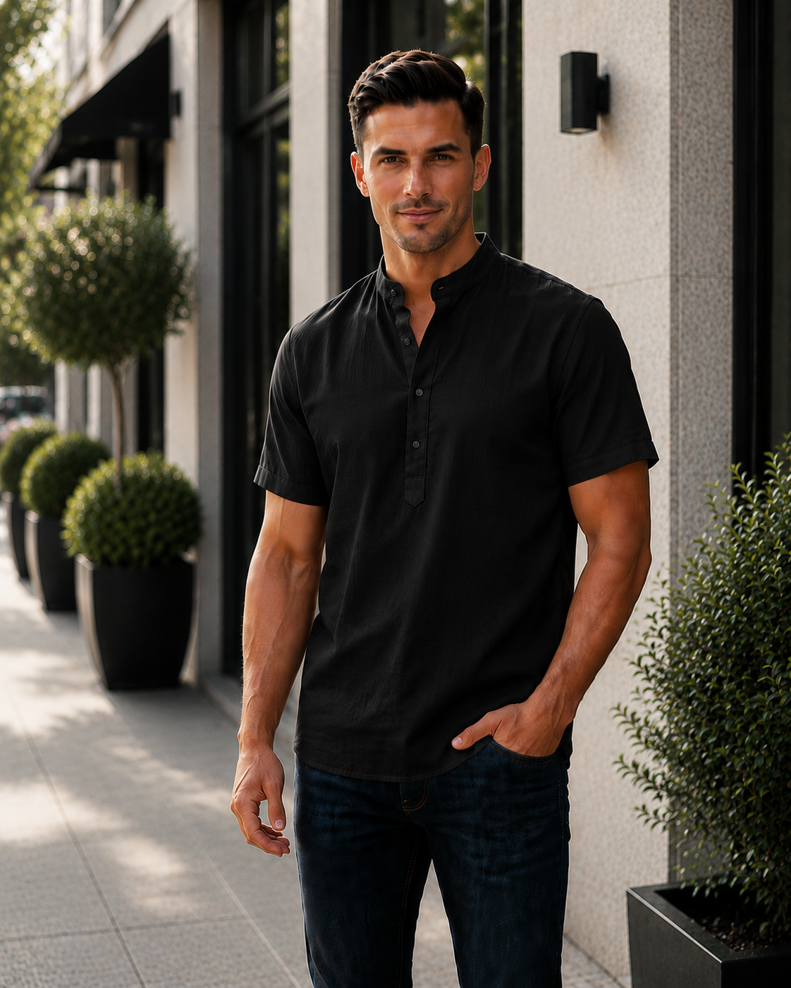 T-shirt Chinese collar