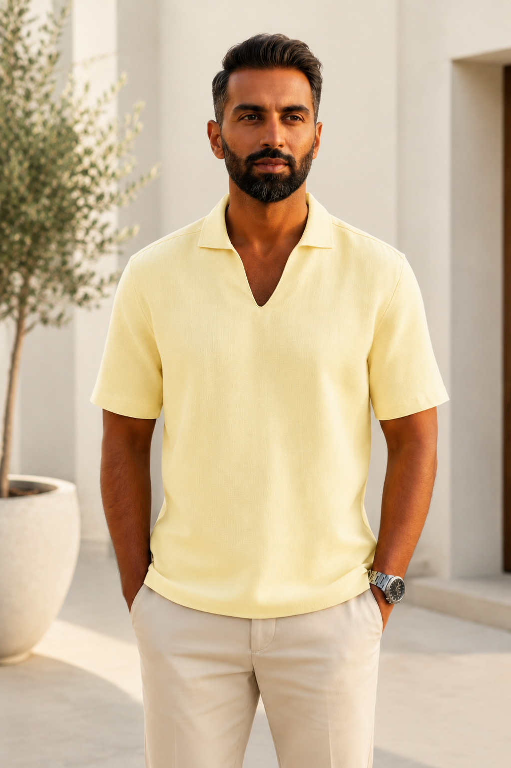 Men's Collared V-Neck T-Shirt