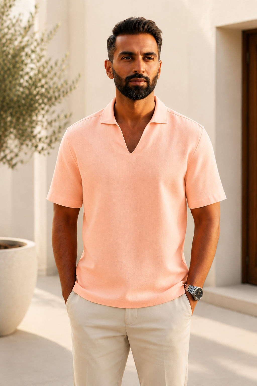 Men's Collared V-Neck T-Shirt