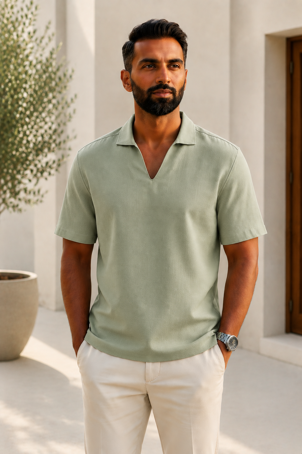 Men's Collared V-Neck T-Shirt