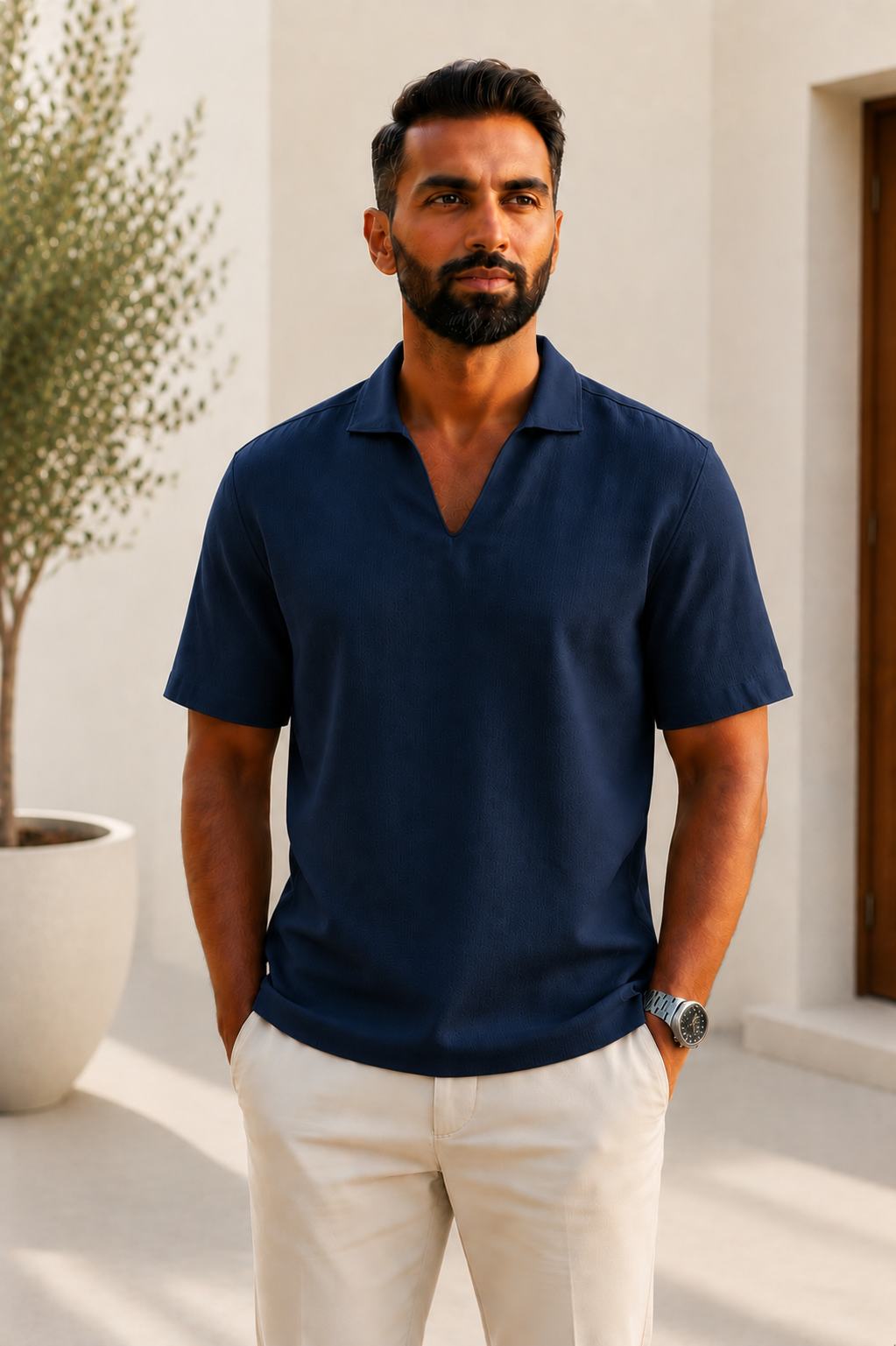 Men's Collared V-Neck T-Shirt