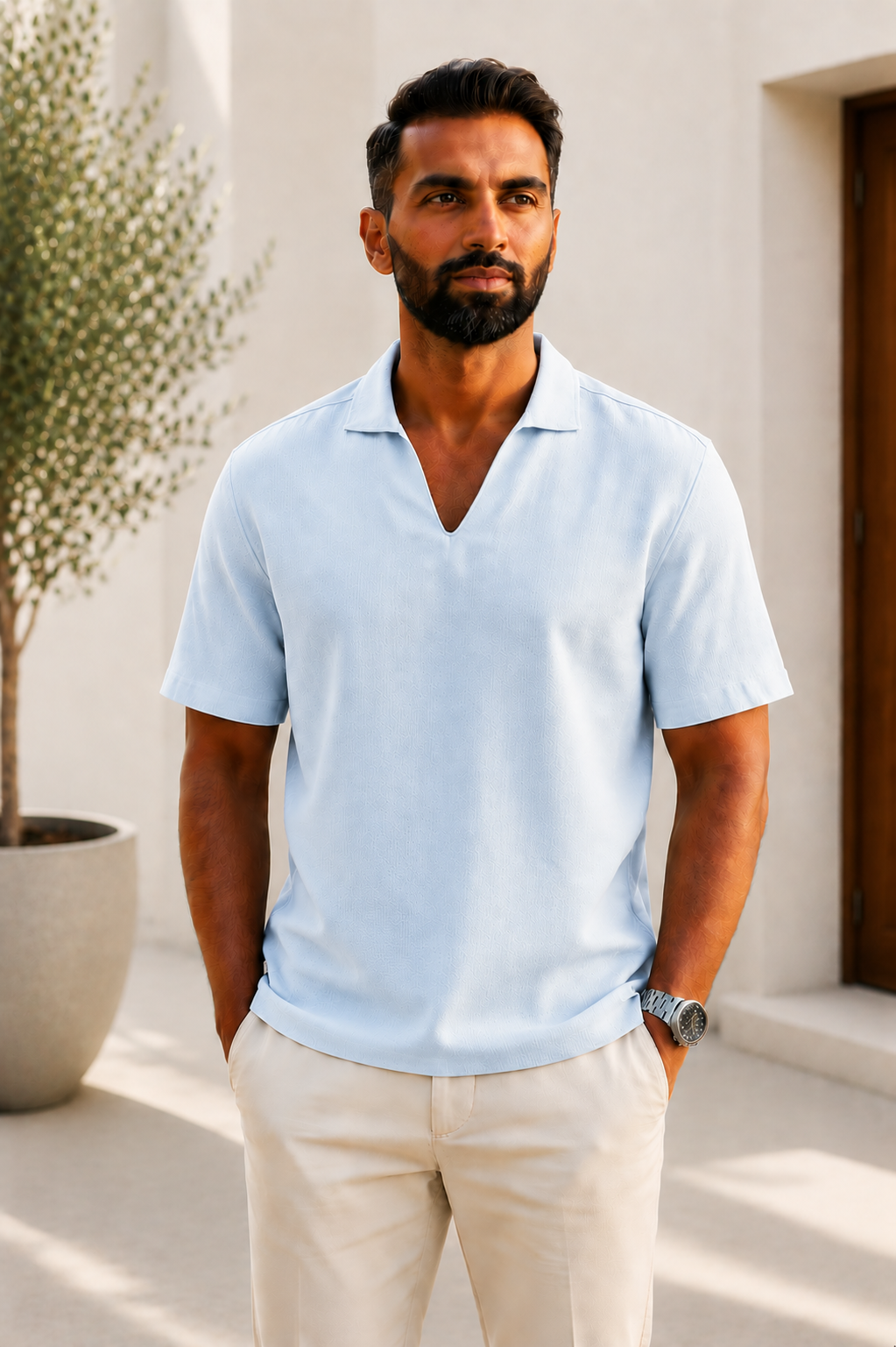 Men's Collared V-Neck T-Shirt