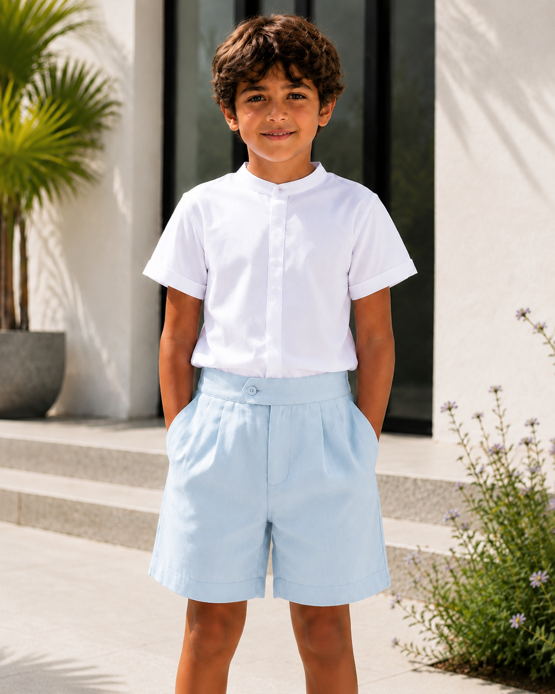 Kids Linen Shorts with belt
