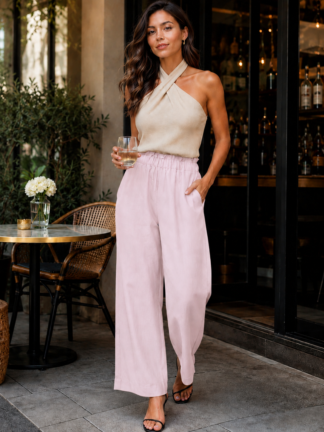 Womens loose pants with lining