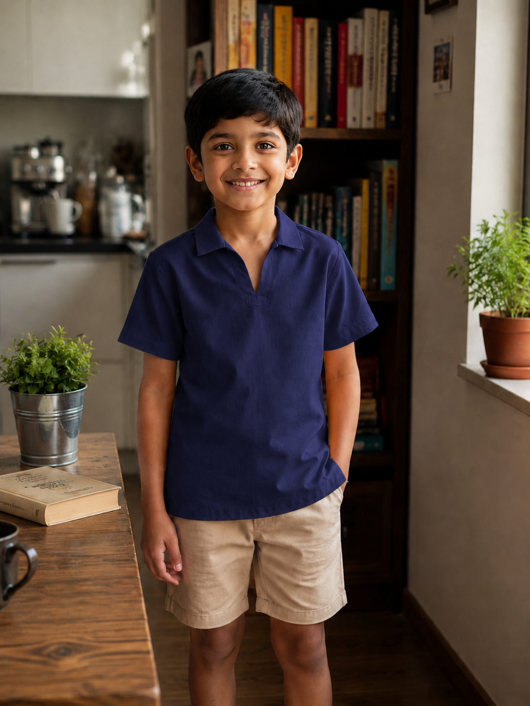 Kids Collared V-Neck Shirt