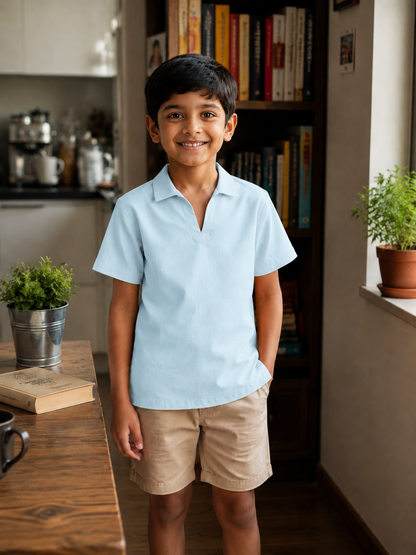 Kids Collared V-Neck Shirt