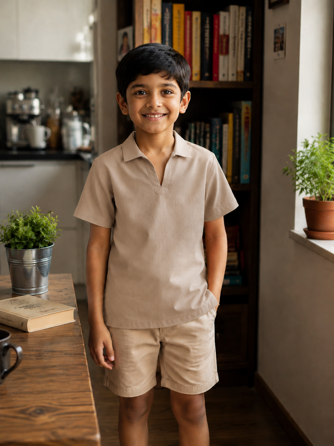 Kids Collared V-Neck Shirt