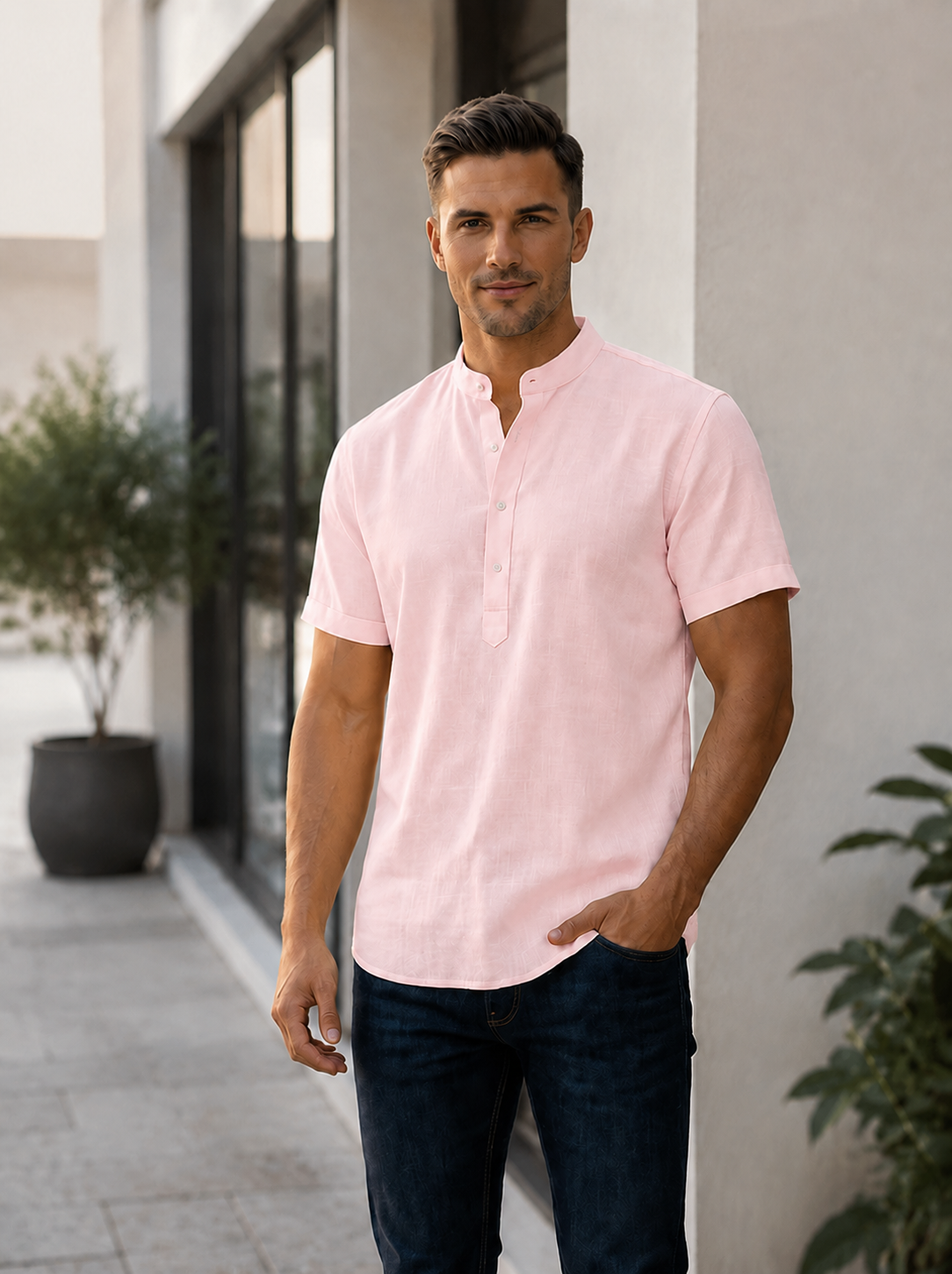 T-shirt Chinese collar
